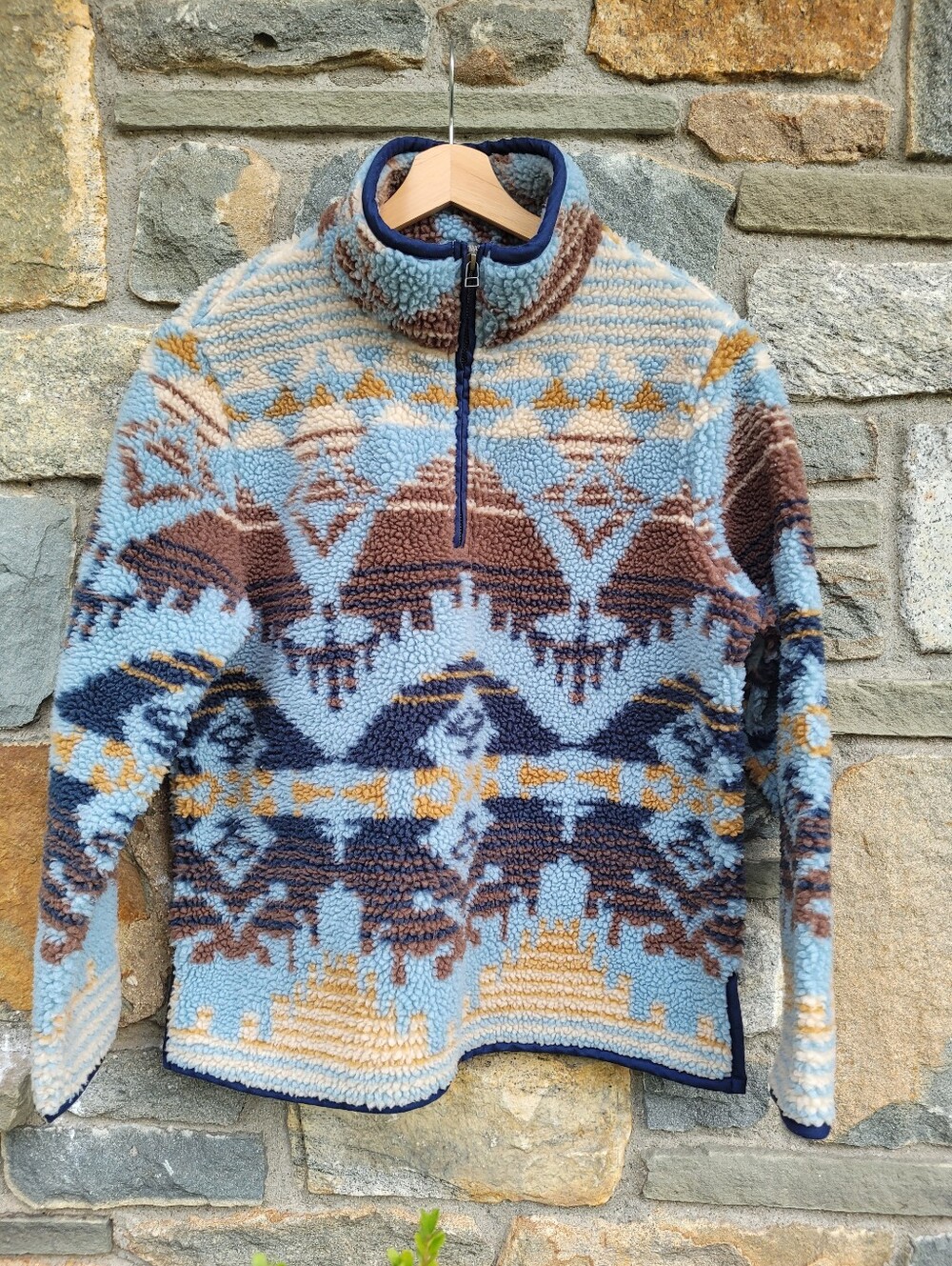 L.L.Bean Signature Aztec Geometric Sherpa Fleece Pullover